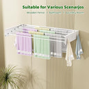 Wall Mounted Drying Rack for Laundry 40'', Folding Drying Rack Clothing Wall Mount with 5 Rods and 6 Hooks, Space Saving for Indoor Outdoor Bathroom Balcony (White, 40'') by CozyNest Decor