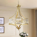 20" Modern Crystal Chandelier, 5-Light Gold Dinning Room Light Fixtures Over Table, Hanging Round Pendant Chandelier for Kitchen Island Entryway Bedroom Office Bathroom Stairwell by CozyNest Decor