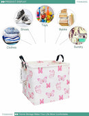 FANKANG Square Nursery Hamper Storage Bins Canvas Laundry Basket Foldable with Waterproof PE Coating Storage Baskets Gift Baskets for Children, Office, Bedroom, Clothes（Square-pink butterfly ） by TinyTreasures Baby Boutique