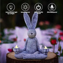 Goodeco Zen Rabbit Statue with Solar Lotus - Garden Yoga Bunny with LED Solar Lotus Lights, Sitting Meditating Buddha Rabbit Serene Resin Figurine for Patio Yard Lawn Ornaments, Home or Outside by GreenHaven Gardens