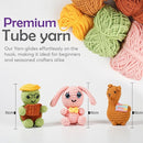 A-URA Learn to Crochet Kit for Beginners Kids and Adults, Premium 3 Animal Pattern Large Size Beginner Crochet Kits with Easy Tube Yarn & Step-by-Step Video Tutorials (Safari Friends–Larger Plushies) by TinyTreasures Baby Boutique