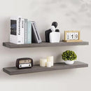 Axeman Floating Shelves for Wall, 8 Inch Deep Rustic Solid Elm Wood Wall Shelves for Storage, Wall Mounted Display Shelving with Invisible Heavy-Duty Metal Bracket, 36'' Width Set of 2, Grey by CozyNest Decor