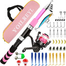 Collapsible Telescopic Fishing Rod and Reel Combo Push Button Small Fishing Pole Kit Beginner Youth Boys Fishing Starter Set Tackle by TinyTreasures Baby Boutique
