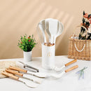13-Piece silicone utensil set wood handle nonstick cookware safe dishwasher safe kitchen tools BPA free heat resistant (450°F/230°C) ceramic pan safe cooking gifts housewarming (White) by CozyNest Decor