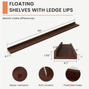 Solid Ash Wood Picture Ledge Shelf, Floating Shelves Set of 2, 56 Inch Long Large Ledge Shelves, Nursery Book Shelves Wall Mounted for Living Room Bedroom Kitchen Decor Kids Bookshelf, Walnut by TinyTreasures Baby Boutique