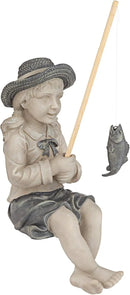 Design Toscano Big Catch Fisherwoman Nellie Girl with Fishing Pole Garden Statue, Medium 17 Inch Tall, Cast Stone Resin, Two Tone Stone Finish by GreenHaven Gardens