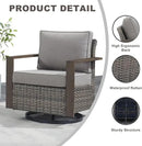 Outdoor Patio Swivel Rocker Chairs - Wicker Rattan Patio Swivel Rocking Chairs Set of 2 with Metal Wide Armrest, Thick Cushions and Deep Seating for Deck Porch Sunroom Garden(Mixed Grey/Grey) by CozyNest Decor