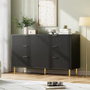 GAOMON 6 Drawer Dresser, Wood Chest of Drawers Organizer Storage with Gold Handle, Large Storage Cabinet, Modern Design Dresser for Bedroom, Living Room, Closet, Hallway, Entryway, Black by CozyNest Decor