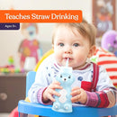 Special Supplies Honey Bear Straw Cup Long Straws, Squeezable Therapy and Special Needs Assistive Drink Container, Spill Proof and Leak Resistant Lid (Pack of 1 Bottle and 3 Straws) (Blue) by TinyTreasures Baby Boutique