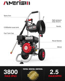 Gas Pressure Washer 3800 PSI and 2.5 GPM, 212CC, with Onboard Soap Tank, 10" Wheel, 5 Nozzle Set, for Cars/Fences/Homes/Patios/Furniture by GreenHaven Gardens