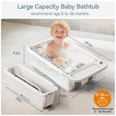 Collapsible Baby Bathtub with Stand - Large Capacity Baby Bath Tub with Thermometer & Soft Cushion | Portable Travel Newborn Infant Bathtub | Foldable Toddler Bathtub for Baby 0 to 36 Months by TinyTreasures Baby Boutique
