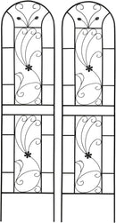 Metal Garden Trellis Rustproof Trellis for Climbing Plants Outdoor Flower Support Peacock Style (Black-2 Pack, 86.7"x19.7") by GreenHaven Gardens