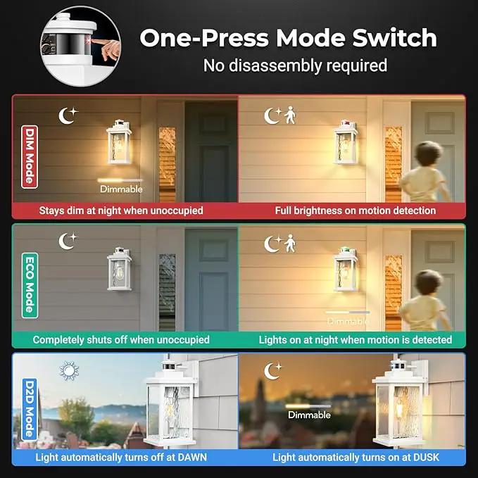 VIANIS Large Adjustable Sensitivity Motion Sensor Exterior Porch Lights, White Dusk to Dawn Outdoor Lighting, Anti-Rust Waterproof Front Porch Light for Garage, Front Door, photo 2 of 9