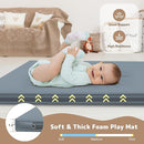 Baby Play Mat 47x47 Inches, Extra Thick 1.2" Foam Floor Mat for Tummy Time & Crawling, Waterproof Non-Slip Faux Leather Playpen Mat for Infants Toddlers, Indoor Outdoor Gym Activity, Blue by TinyTreasures Baby Boutique