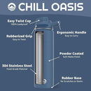 Chill Oasis Water Bottle | Compatible With Popular Flavor Cartridges | BPA Free, Leak Proof, Double-Walled Vacuum Insulated Stainless Steel, and Dishwasher Safe | Cold for 24 Hours (Navy, 22oz) by CozyNest Decor