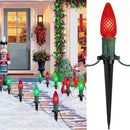 C9 LED Christmas Lights Outdoor with stakes, 25.7ft 20 LED Strawberry String Lights, Connectable Shatterproof Pathway Lights Marker for Path, Lane, Patio, Xmas Holiday Decorations, Red and Green by GreenHaven Gardens