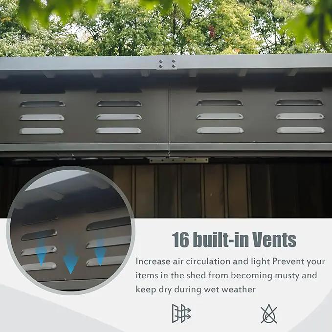 Domi Outdoor Storage Shed 6' x 4.5’, Metal Garden Shed with Galvanized Steel Frame for Bike, Tools, Lawn Mowers, Pool Toys, Outdoor Storage Cabinet with Lockable Door for Garden Lawn Patio (Dark Grey), photo 4 of 9