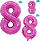 GOER Hot Pink Foil Balloons Number 8,Huge Number Balloons for 8th Birthday Party Supplies Anniversary Decorations(3 pcs,42 inch,32 inc,16inch) by TinyTreasures Baby Boutique