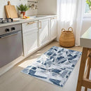 Modern Abstract Door Mat Indoor Entrance 2X3 Blue Rug Washable, Non-Slip Small Rugs for Entryway Bathroom Ultra-Thin, Throw Carpet for Kitchen Bedroom Nursery Kids Print Faux Wool by CozyNest Decor