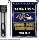 WinCraft Baltimore Ravens 3 Time Champions Garden Flag and Pole Stand Holder by GreenHaven Gardens