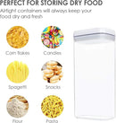 Airtight Food Storage Containers, Vtopmart 4 Pieces Large BPA Free Plastic Spaghetti Containers with Easy Lock Lids, for Kitchen Pantry Organization and Storage, Include 24 Labels (White, by CozyNest Decor
