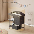 Changing Table Dresser, Baby Dresser with 3 Fabric Drawers and 2 Shelves, Multi-Functional Baby Changing Table with Pad, Classic Nursery Dresser, Diaper Changing Station for Nursery, Black by TinyTreasures Baby Boutique