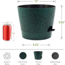 Self Watering Pots for Indoor Plants,12 inch Planters with Drainage Holes Plastic Flower Pots with Deep Reservoir, Black with Green Speckles by CozyNest Decor
