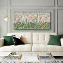 amatop Large Floral Wall Art Modern Abstract Flower Field Canvas Picture Botanical Artwork Rustic Wall Decor for Living Room Bedroom Pink Green Blooming Wildflower Forest Nature Art Print 48x24in by CozyNest Decor