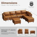 118.5" Faux Leather Modular Sectional Sofa, L Shaped Couch Set for Living Room, 7-Seater Comfy Cloud Couches with Storage Seat Brown by CozyNest Decor