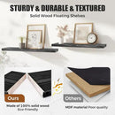 Floating Wall Shelves 4-Pack - Rustic Black 16-inch Wooden Wall Shelves for Storage and Décor, Multi-Functional and Easy to Install for Living Room, Bedroom, and Kitchen by CozyNest Decor