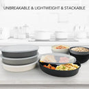 greenandlife 9 Inch 4PCS Divided Plates with Lids, Portion Control Plates for Kids Adults, Dishwasher Microwave Safe Compartment Plate, Unbreakable Lightweight Reusable Wheat Straw Plate, Grey Black by CozyNest Decor