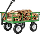 VEVOR 1200 Lbs Steel Garden Cart, Heavy Duty Pullable Garden Wagon Yard Cart, 2 in 1 Outdoor Metal Utility Wagon Yard Trailer with 13" All Terrain Tires, Mesh Removable Sides and 180°Rotating Handle by GreenHaven Gardens