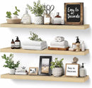 Floating Wall Shelves 3-Pack - 24-Inch Rustic Wooden Shelves for Storage and Décor, Easy Installation for Living Room, Bedroom, and Kitchen by CozyNest Decor