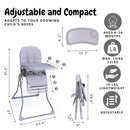 Foldable Baby High Chair with Easy Clean Double-Layer Tray, Adjustable Foot Rest, Safety First 5 Point Harness, Compact Space Saver Baby Feeding Chair Portable for Travel by TinyTreasures Baby Boutique