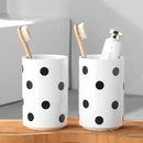 Black Polka Dot Ceramic Toothbrush Holders White - 2 Cups Toothbrush Holders for Bathrooms Toothbrush Toothpaste Holders, White Bathroom Tumbler Cups, Reusable Toothbrush Cups by CozyNest Decor