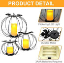 Halloween Metal Pumpkin Candle Holder, 3 Pcs Light up Black Pumpkin Lantern with LED Flickering Yellow Candle Lights Build in Timer for Thanksgiving Halloween Harvest Fall Home Decor by CozyNest Decor