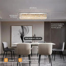Siljoy Modern Crystal Chandelier 8-Lights Rectangular Flush Mount Pendant Ceiling Light Fixture Rectangle K9 Crystal Raindrop Chandelier for Dining Living Room Kitchen Island L40'' x W10'' x H10' by CozyNest Decor