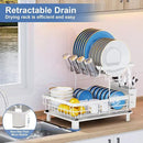 MOUKABAL Dish Drying Rack, 2 Tier Dish Rack, Large Dish Racks for Kitchen Counter, Dish Drainer with Removable Utensil Holder, Drainboard (White) by CozyNest Decor
