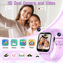 Kids Smart Watch Gift for Girls Ages 3-12, IP67 Waterproof, 32 Puzzle Games, HD Touchscreen Dual Camera Vedio Pedometer Music Player, Kids Watch Toy Birthday Gifts for Girls Ages 5 6 7 8 9 10 (Purple) by TinyTreasures Baby Boutique