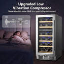 15 Inch Dual Zone Wine Refrigerator, 29 Bottle Under Counter Wine Fridge, Wine Refrigerator for Built-In or Freestanding, Wine Cooler with Removable Shelves, Double-Layer Glass Door, for Home by CozyNest Decor