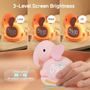 Alarm Clock for Kids with Night Light, Sleep Training Clock Time to Wake Clock, Rechargeable Silicone Light for Bedroom, Perfect Sleep Companion for Boys Girls, Pink Elephant by TinyTreasures Baby Boutique