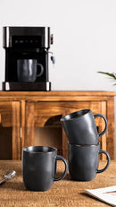 famiware Coffee Mugs Set of 4, Ocean Square 13oz Coffee Cup Set with Handle for Cocoa, Milk, Hot Chocolate, Tea, Water, Stoneware Cups for Kitchen, Microwave and Dishwasher Safe, Matte Black by CozyNest Decor