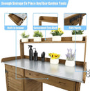 Outdoor Garden Potting Bench Table, 41" L Wooden Potting Table Work Bench for Horticulture, Waterproof Workstation Table with Metal Tabletop/Cabinet/Drawer/Open Shelf (Brown) by GreenHaven Gardens