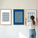 Tinonedraw Navy Blue White Framed Canvas Wall Art Set, Modern Geometric Dots Line Wall Decor, Neutral Abstract Shape Artwork, Cozy Contemporary Art Prints for Bedroom Living Room Office 16"x24"x3 by CozyNest Decor