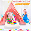 4 Pack Teepee Tent for Kids with Light String and Inflatable Airbed, Slumber Party Tents, Sleepover Tents Party for Girls Boys Indoor Outdoor (Pink) by TinyTreasures Baby Boutique