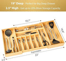 Umilife Extra Large Expandable Kitchen Siverware Utensils Drawer Organizer, 19" Deep for Big Drawer, Adjustable Bamboo Wood Drawer Divider with Curved Grooves, Cutlery Tray Flatware Holder by CozyNest Decor