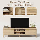 TV Stand for Living Room - up to 65 Inch TVs Mid Century Modern Entertainment Center with Storage and Adjustable Shelves, Media Console Table Oak 59" by CozyNest Decor