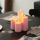 LUSHABOR Flameless Candles, 4 Pack Battery Operated Candles with Remote, Real Wax LED Fake Candles with Timer Flickering for Christmas Wedding Home Party D3 H 5" 6" 7" 9" Pink by CozyNest Decor