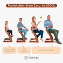 FORNEL Adjustable Wooden High Chair for Babies, Toddlers & Kids | The Grow-with-Me Chair from 6 Months to 200 lbs | Modern, Easy to Clean Dining Chair (Walnut) by TinyTreasures Baby Boutique