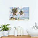 cozy country Palm Tree Wall Art 16"x11" - Coastal Pictures Beach Canvas Ocean Decor - Nautical Artwork Seascape Painting for Bathroom, Bedroom, Sea House by CozyNest Decor
